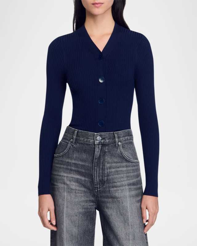 Gabrielle Rib-Knit Cardigan