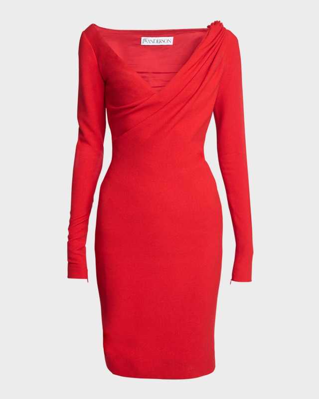 Shoulder Drape V-Neck Dress