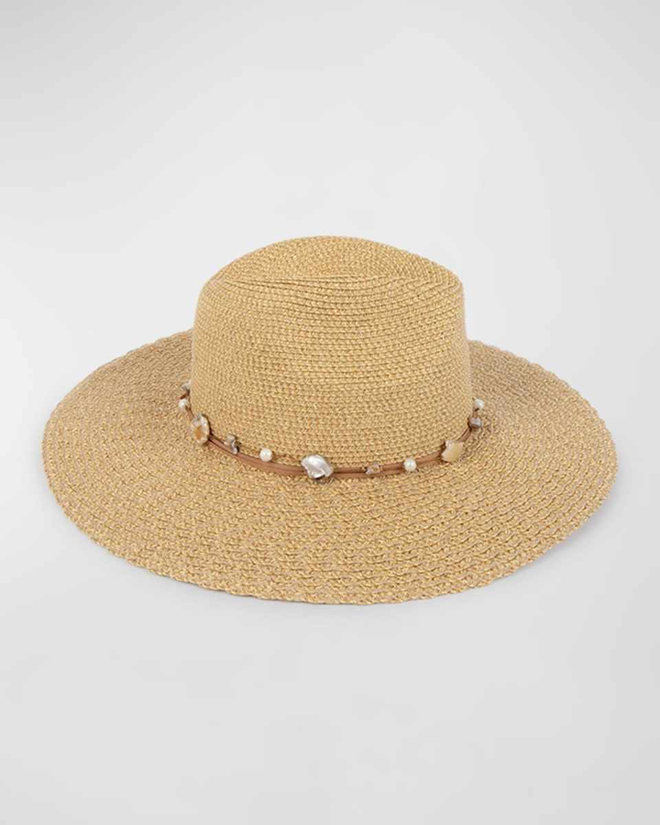 Kansas Straw Fedora With Seashells