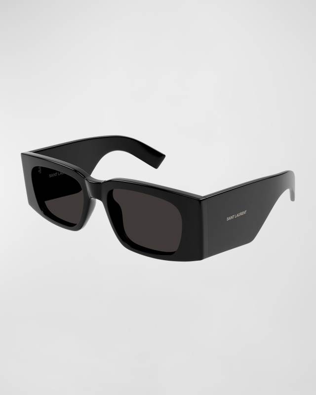 Micro-Logo Acetate Rectangle Sunglasses