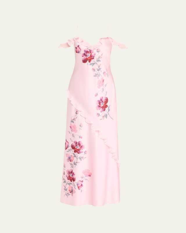 Parisa Floral Silk Off-the-Shoulder Maxi Dress
