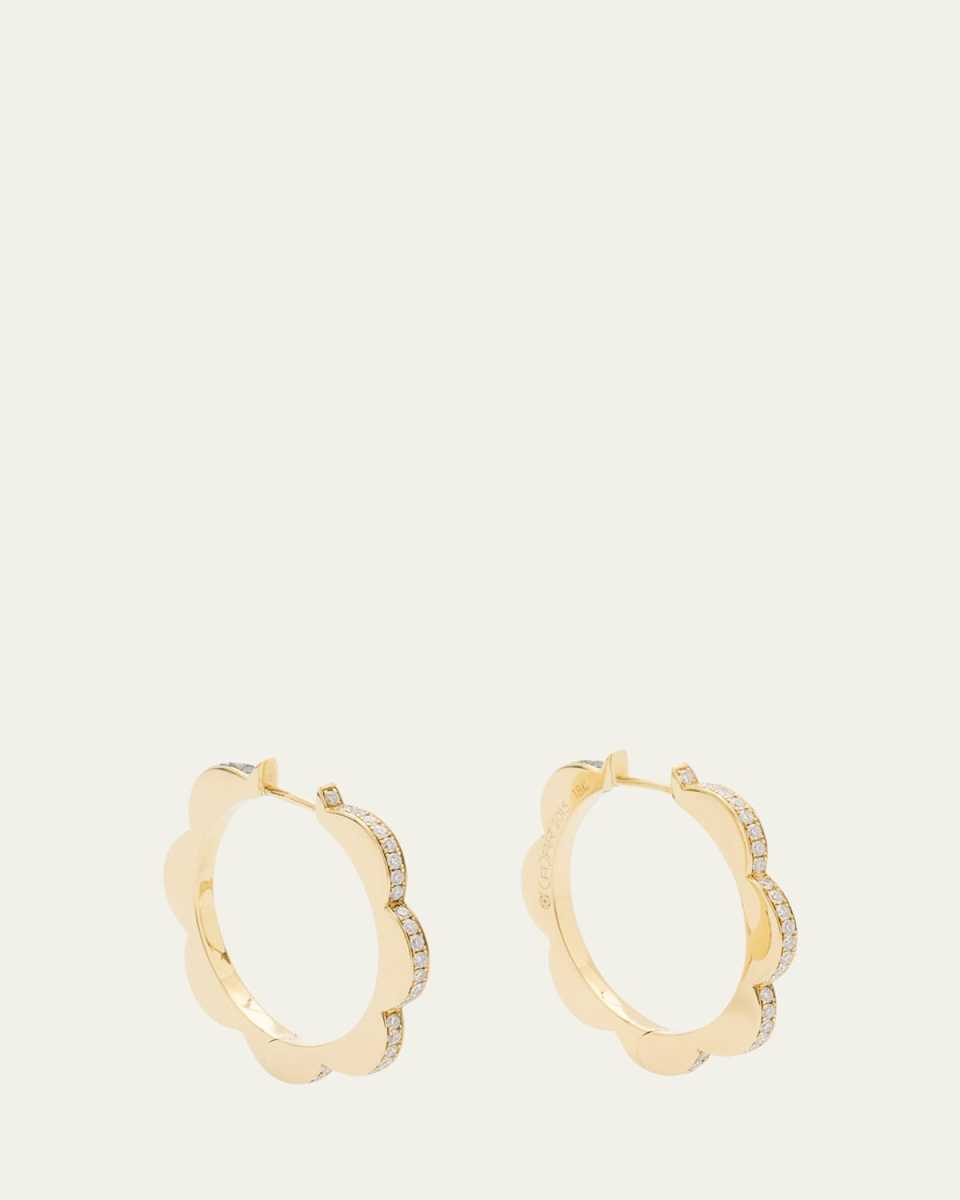 Black and White Diamond Triplet Hoop Earrings, Medium