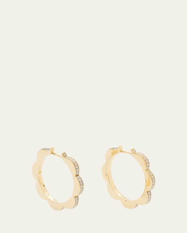 Black and White Diamond Triplet Hoop Earrings, Medium