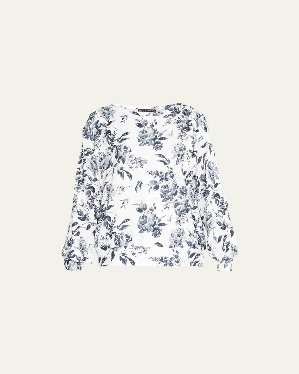Black Rose Floral-Print Crewneck Sweatshirt