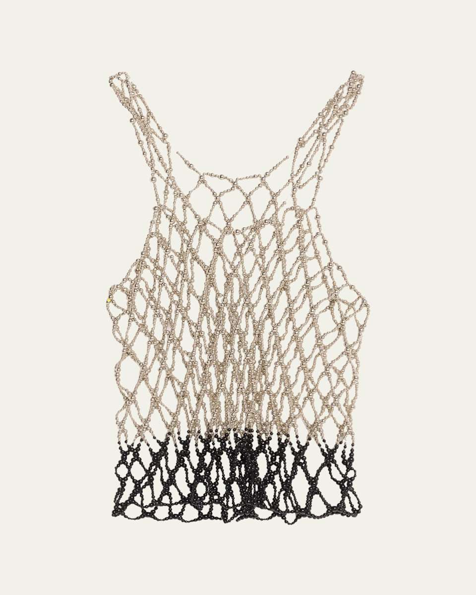 Marina Two-Tone Beaded Short Tank Top