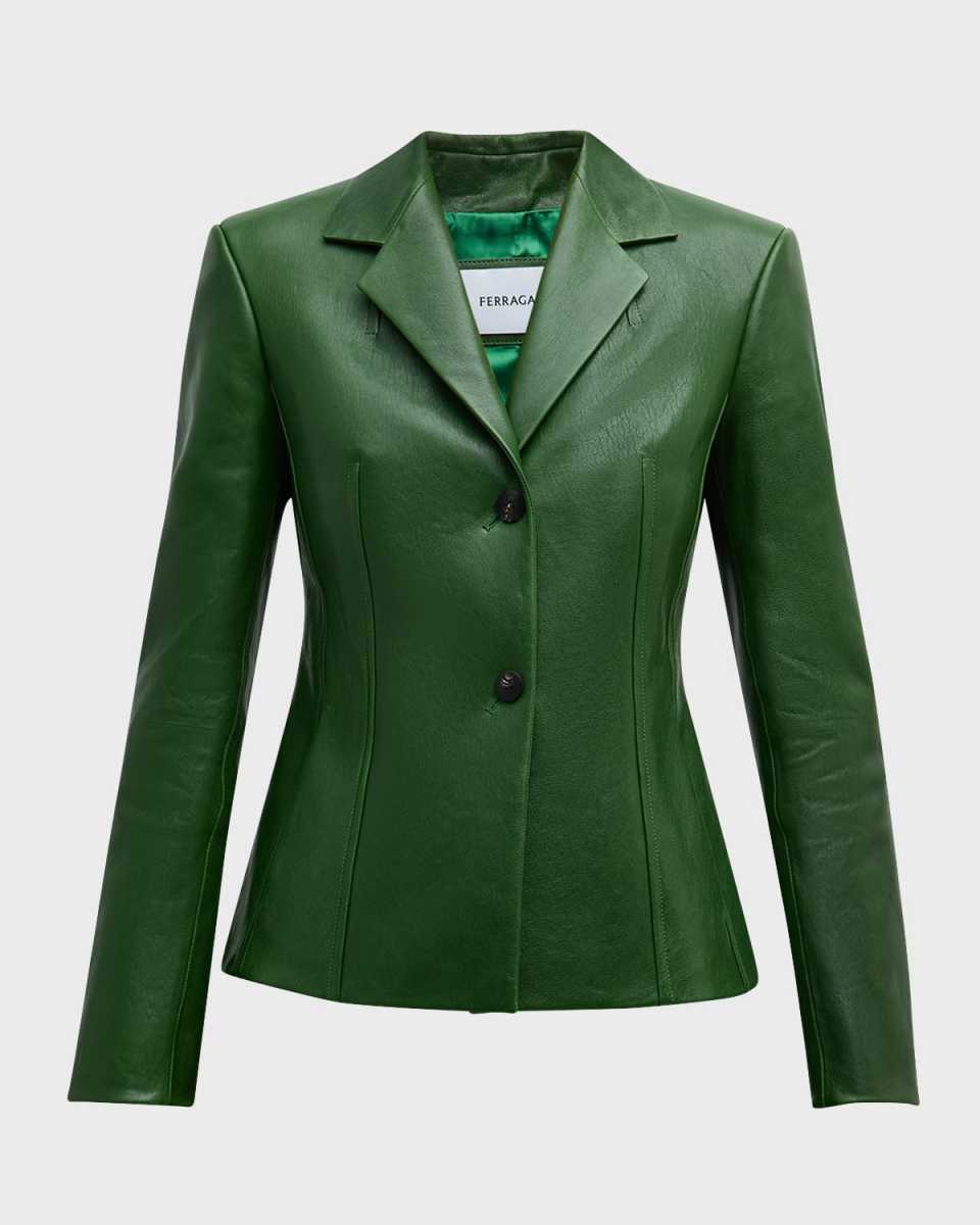 Tailored Leather Blazer Jacket