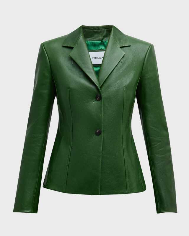 Tailored Leather Blazer Jacket