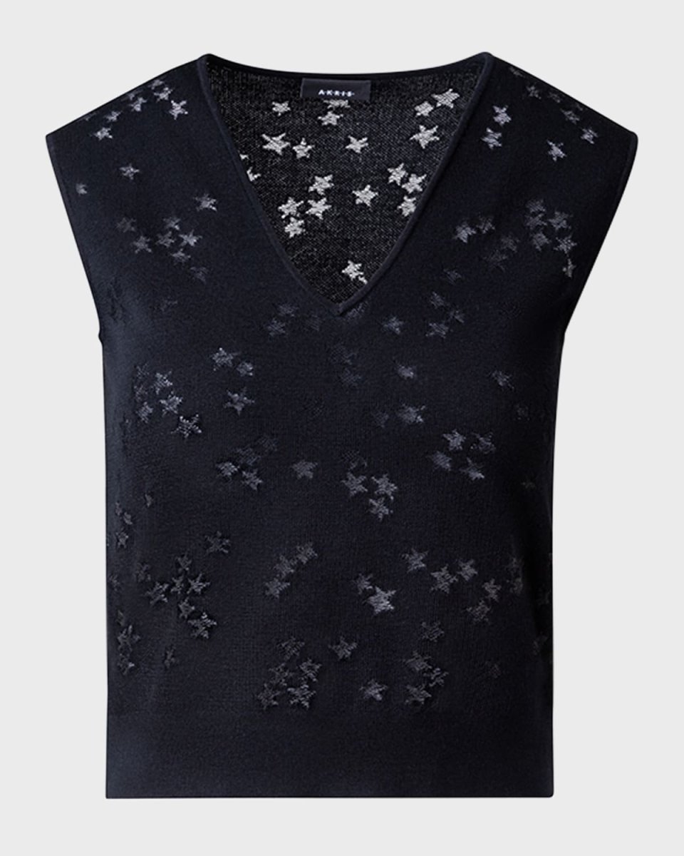 Star Intarsia Sleeveless Wool Top
