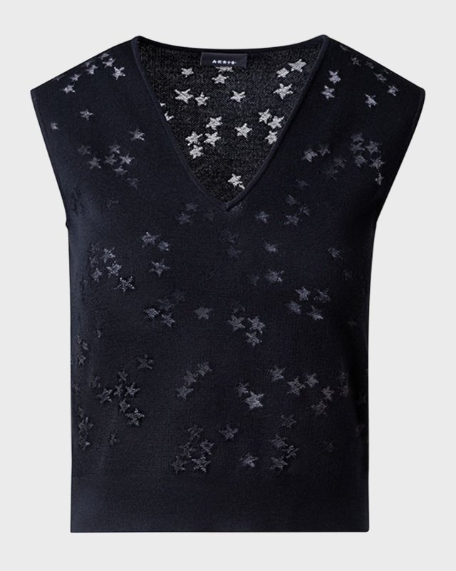 Star Intarsia Sleeveless Wool Top