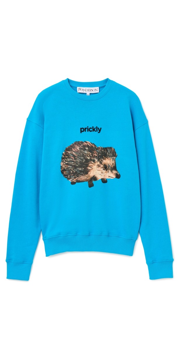 JW Anderson Unisex Hedgehog Crew Neck Sweatshirt Aqua