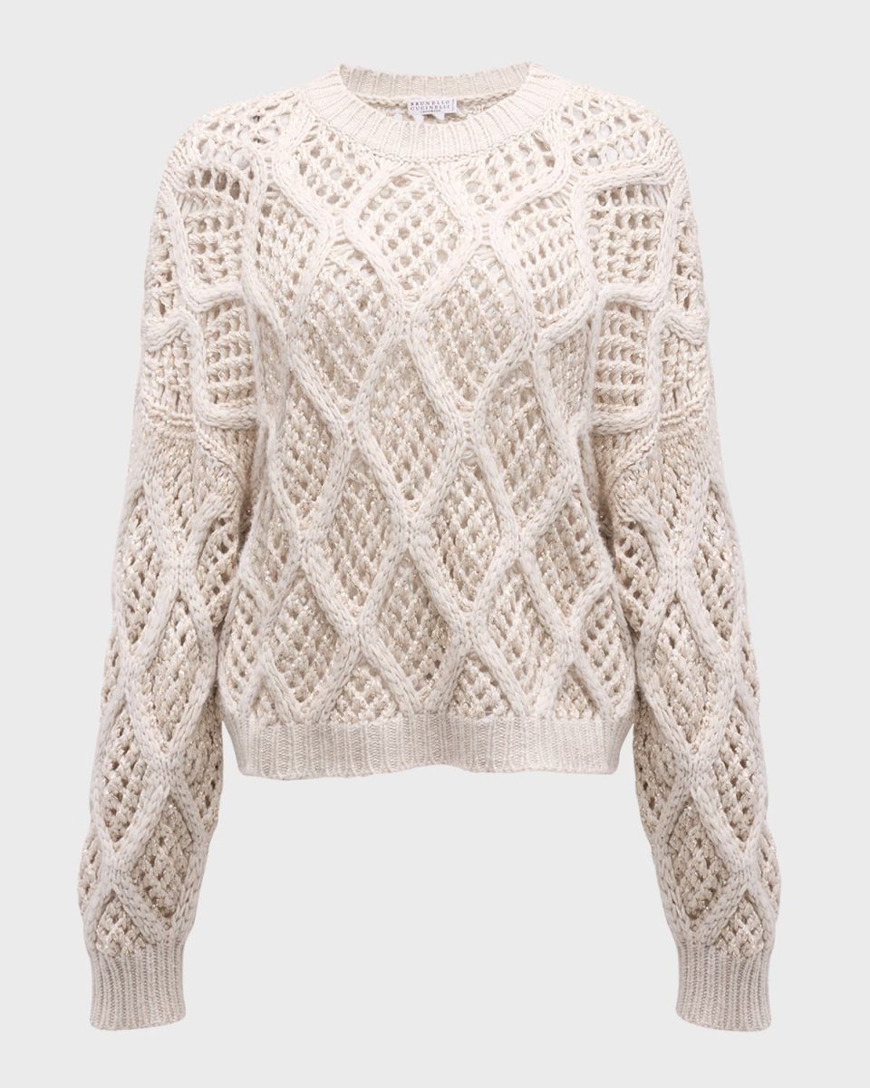 Opera Cashmere Cable-Knit Net Sweat