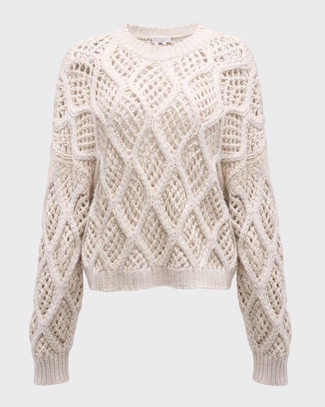 Opera Cashmere Cable-Knit Net Sweat