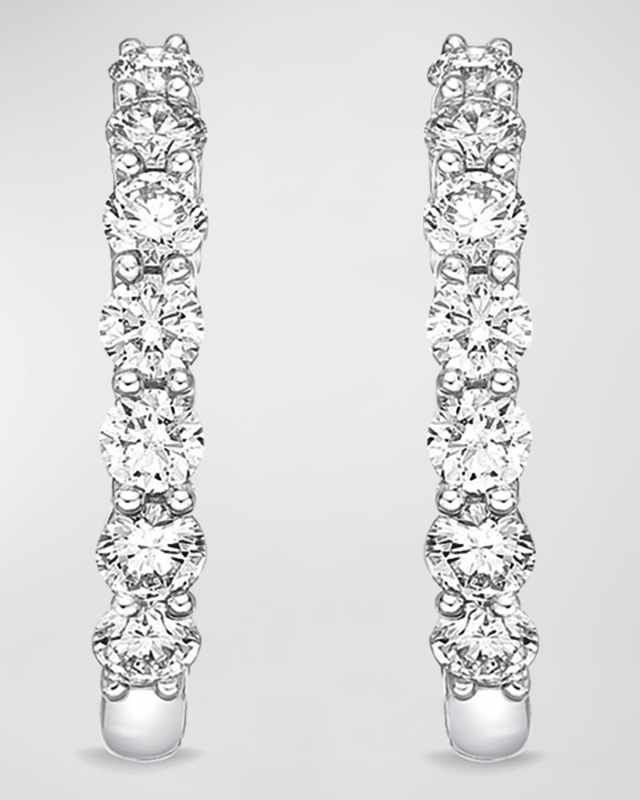 18k White Gold Tiny Diamond Huggie Hoop Earrings, 0.51tcw