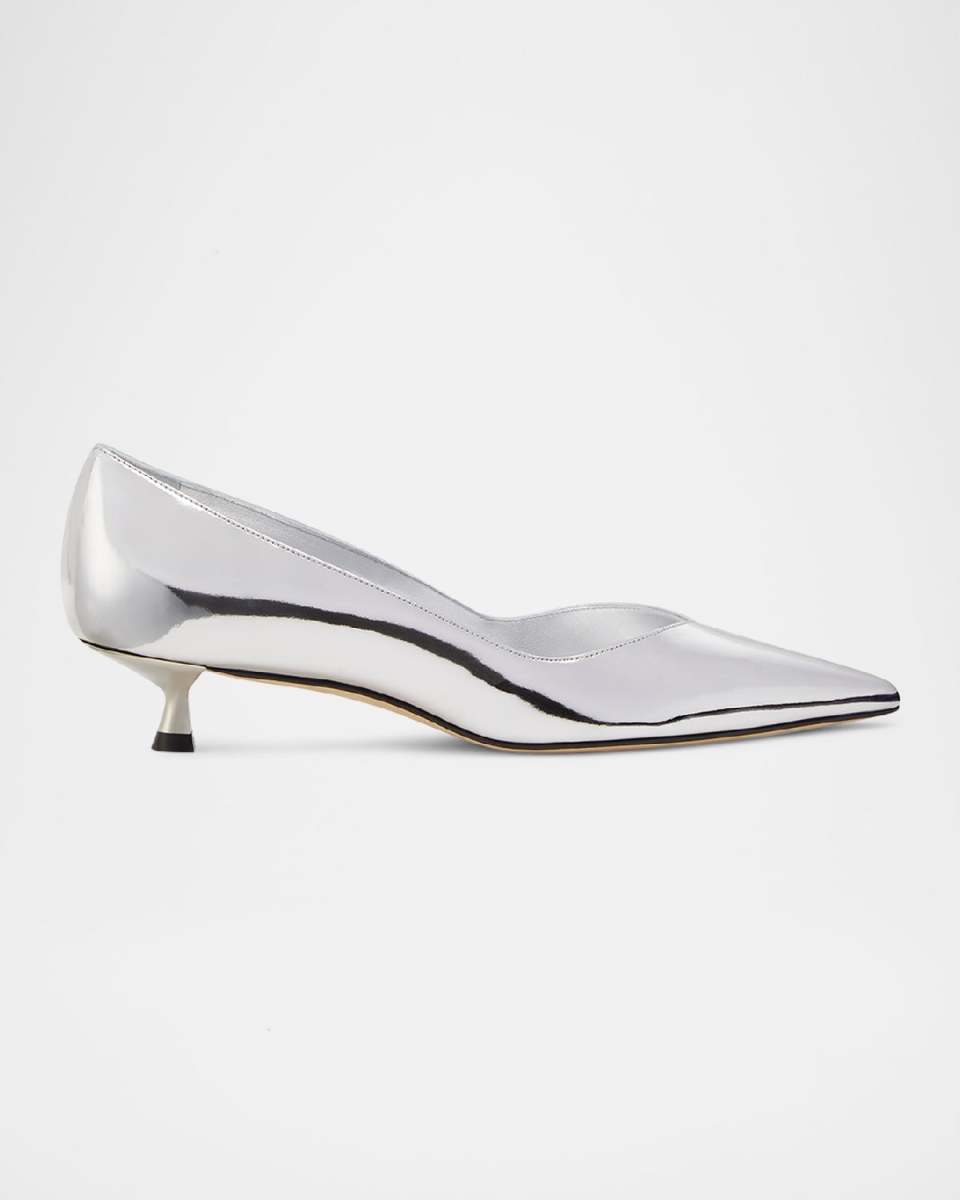 Eva Metallic Kitten-Heel Pumps