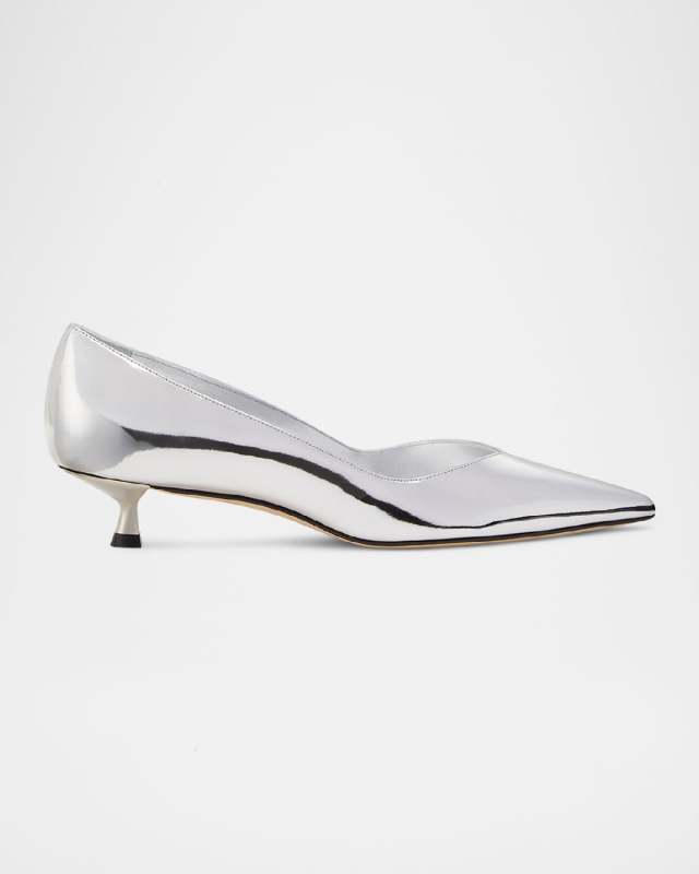 Eva Metallic Kitten-Heel Pumps