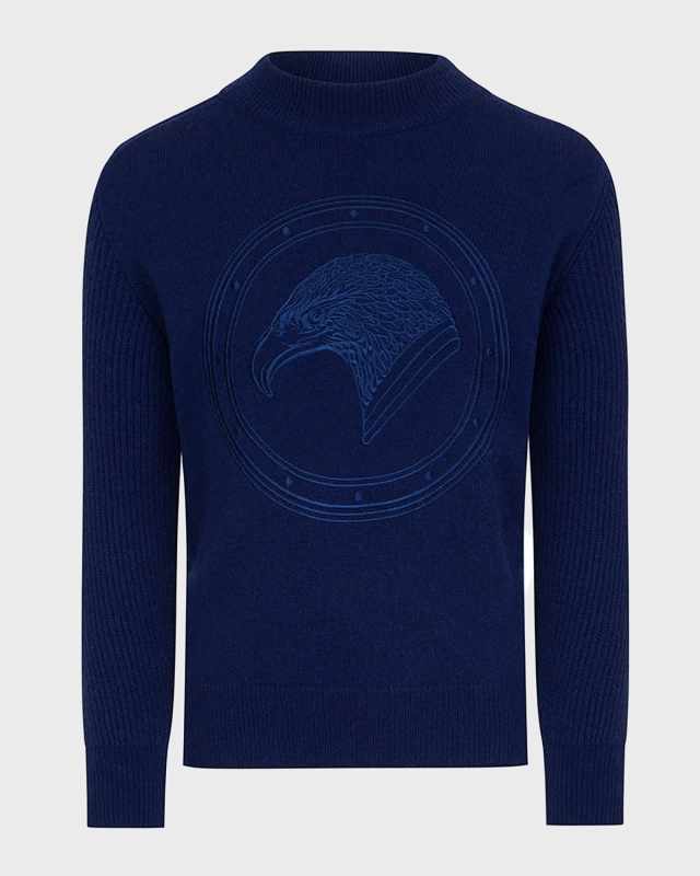 Boy's Logo Embroidered Cashmere Sweater, Size 4-14