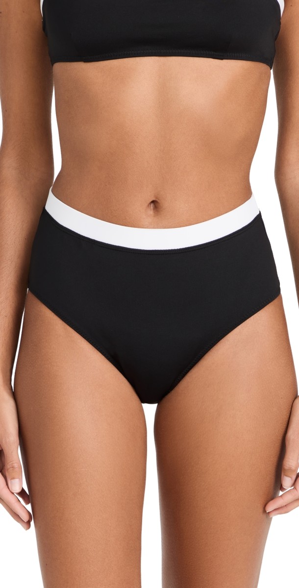 STAUD Devon High Rise Bikini Bottom Black/White