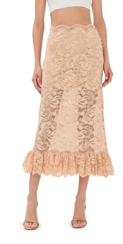 rabanne Long Skirt In Lace Raffia