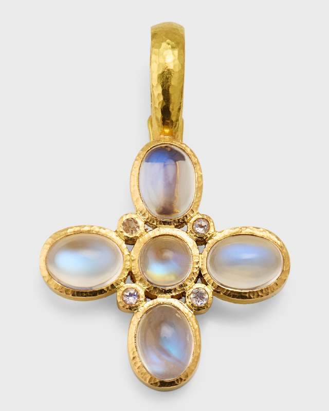 19K Moonstone Clover Pendant