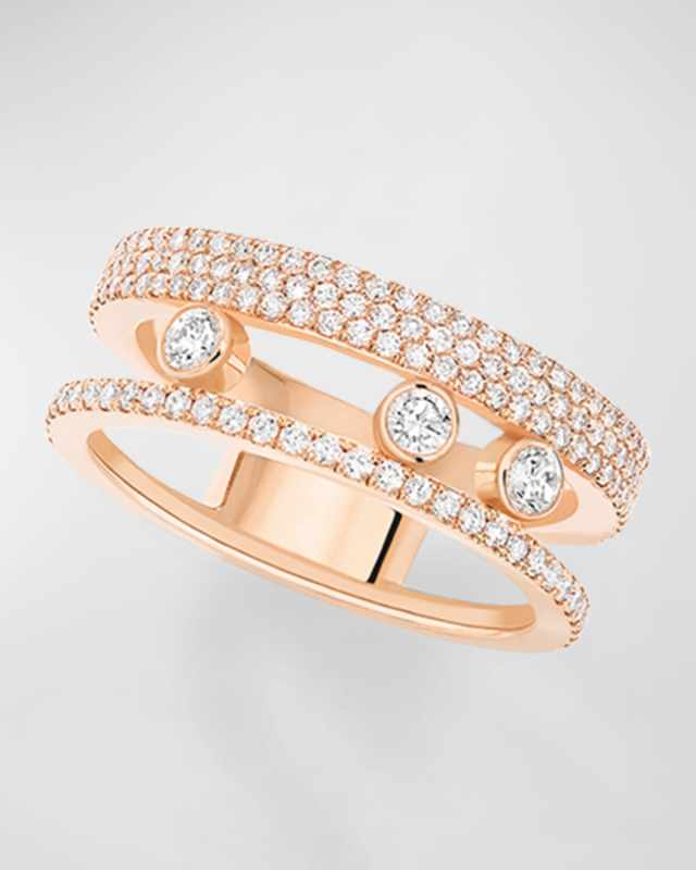 Move Romane 18K Pink Gold Pavé Diamond Ring