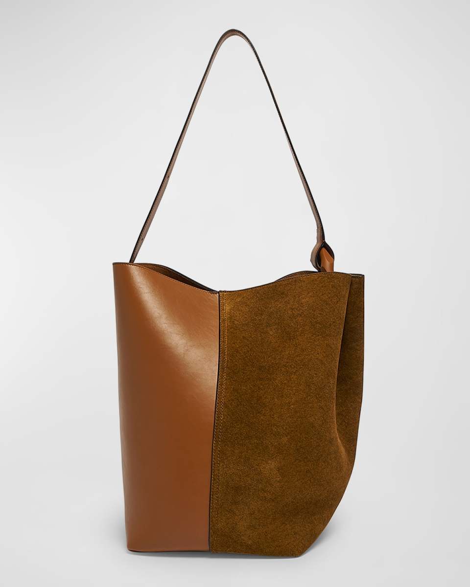 Corner Large Suede & Leather Bucket Bag