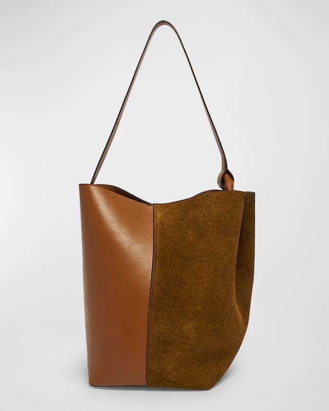 Corner Large Suede & Leather Bucket Bag