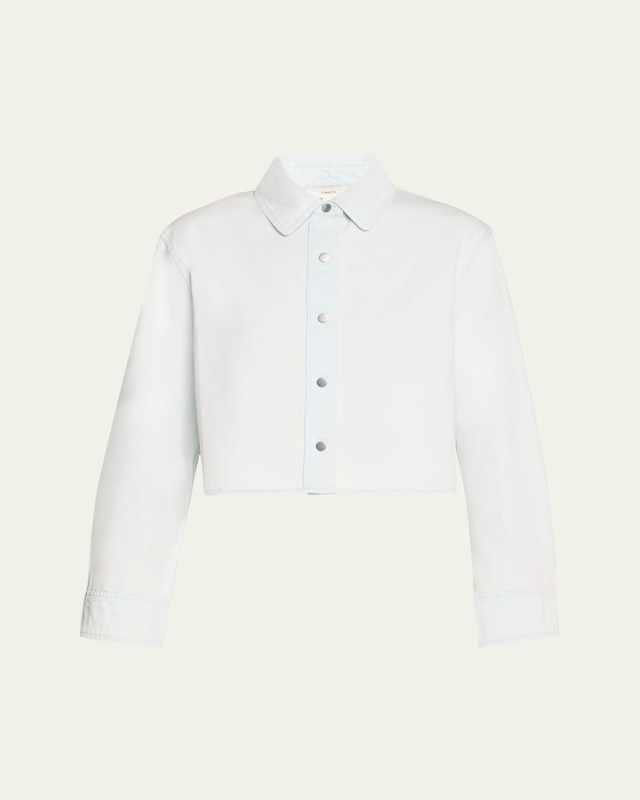 Cotton Twill Cropped Snap-Front Shirt