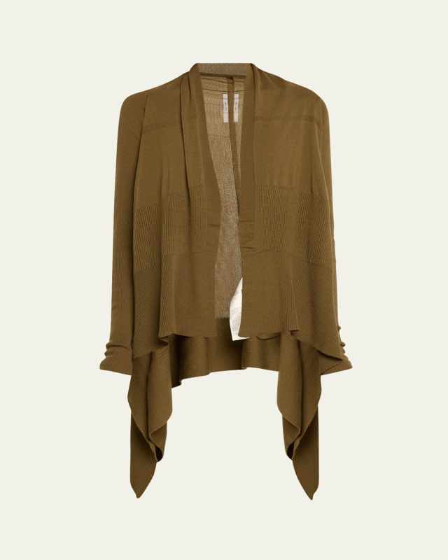 Medium Wrap Draped Open Front Wool Cardigan