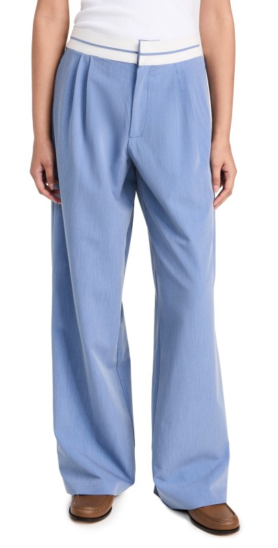 WAYF Exposed Waistband Pants Chambray Blue