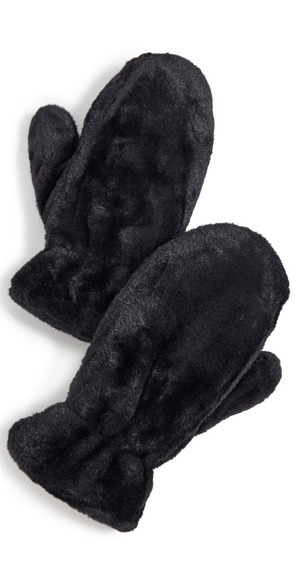 Hat Attack Faux Fur Mittens Black