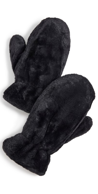Hat Attack Faux Fur Mittens Black