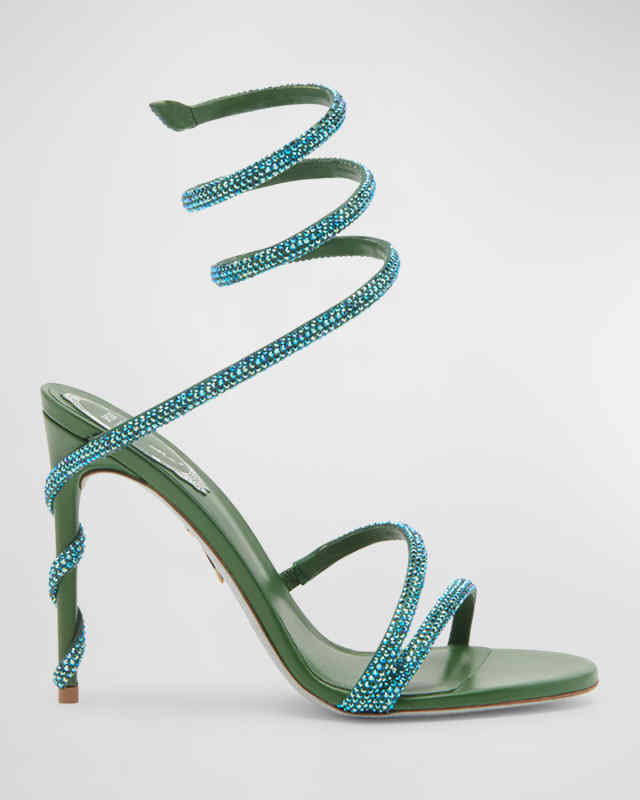 Snake-Wrap Strass Stiletto Sandals