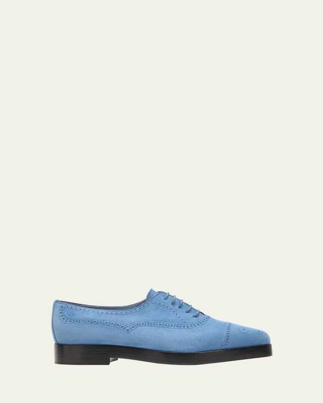 Bation Perforated Suede Derby Loafers
