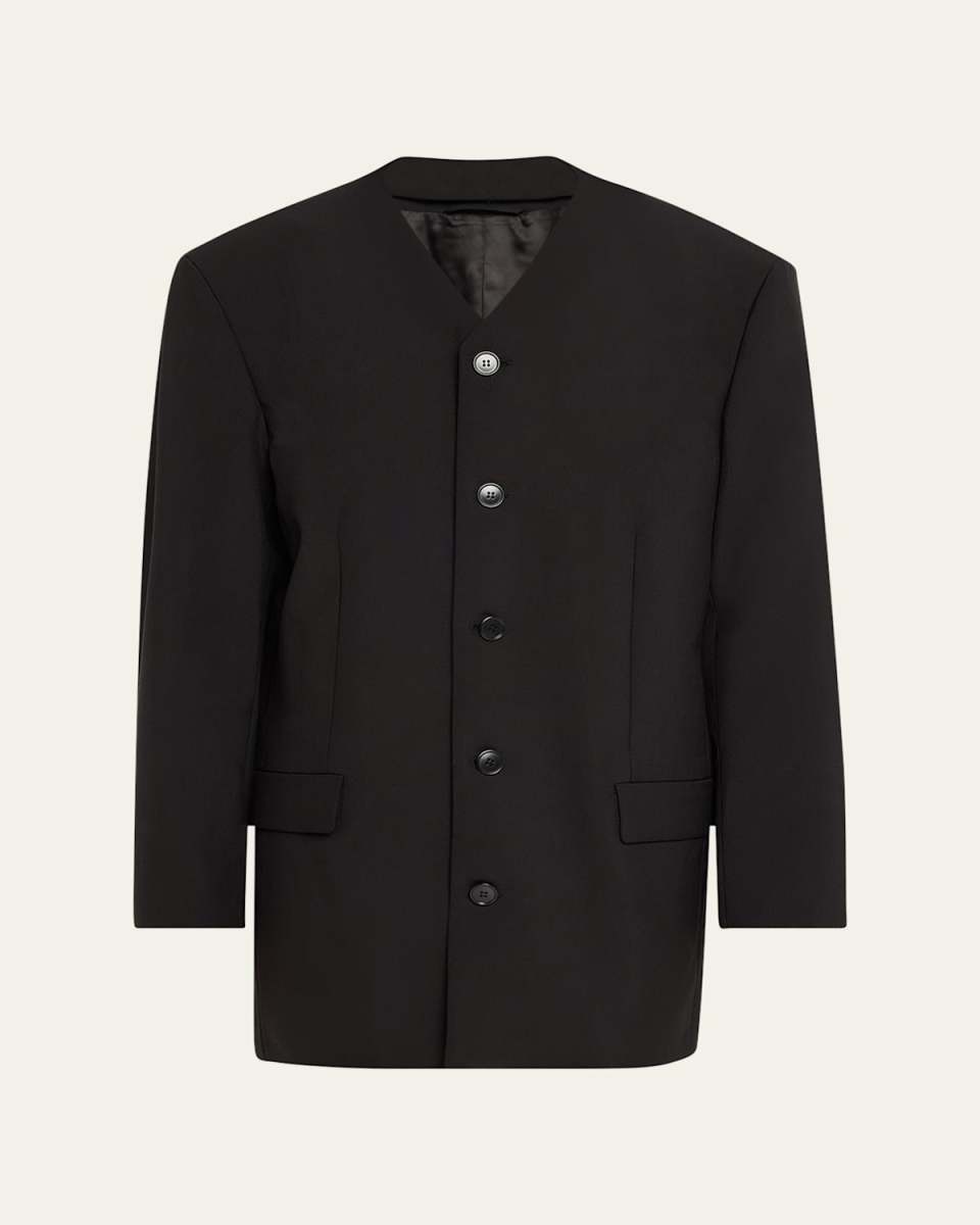 Inserted Collar Oversized Wool Jacket