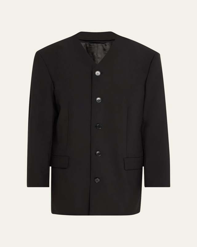 Inserted Collar Oversized Wool Jacket