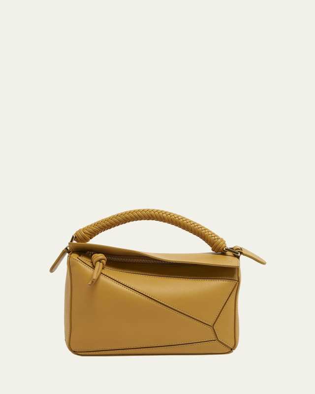 Small Puzzle Leather Top-Handle Bag