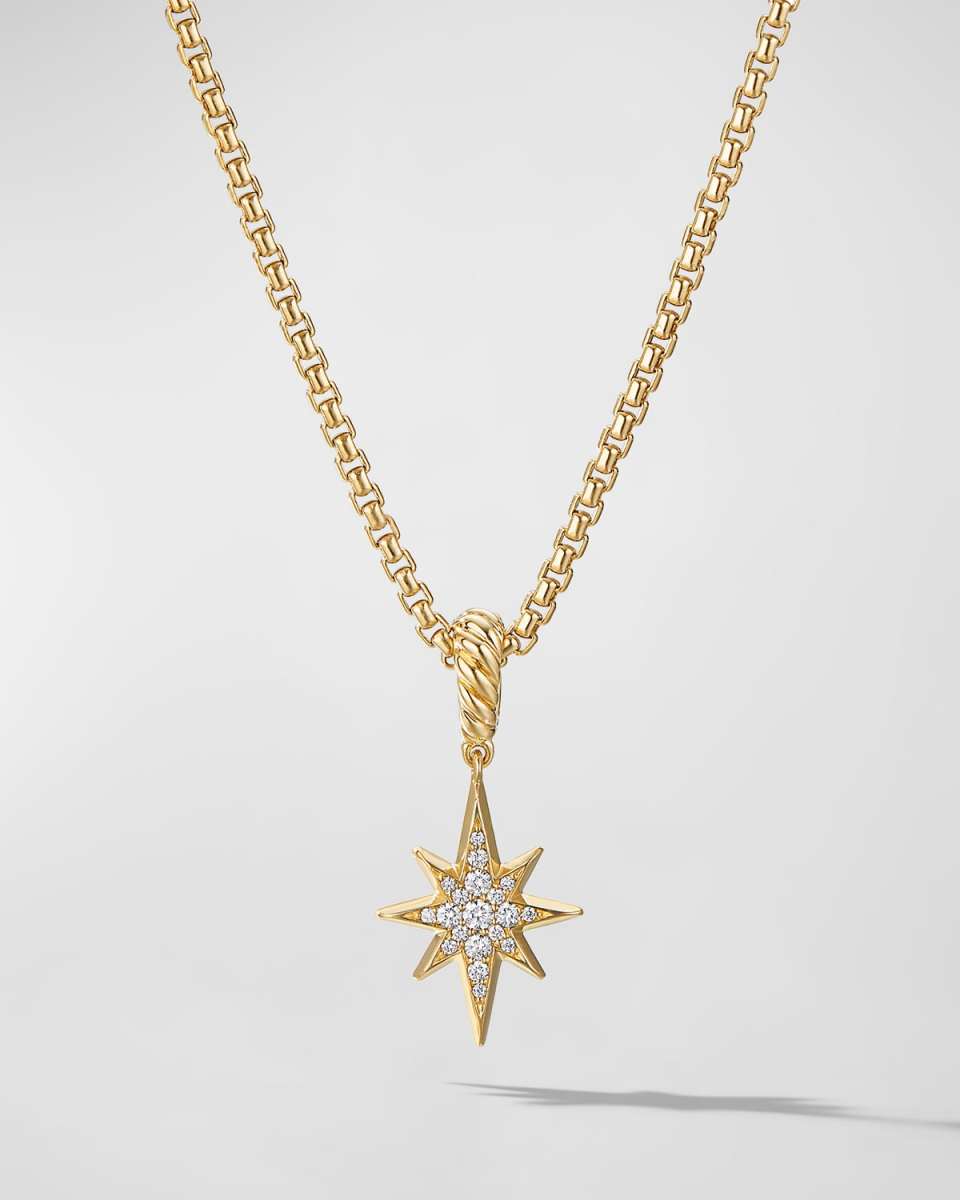 North Star Pendant with Diamonds in 18K Gold, 15mm