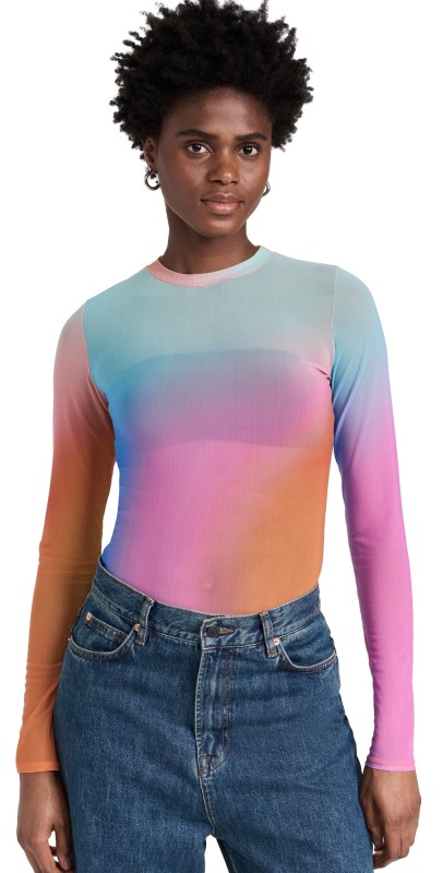 BruceGlen Morrocan Sky Mesh Long Sleeve Tee Moroccan Sky