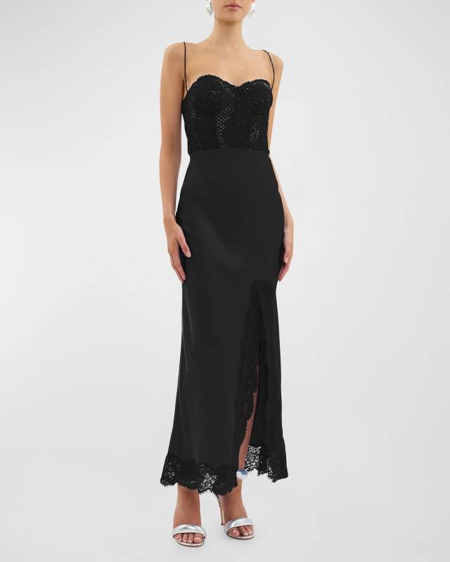 Larisa Lace-Embellished Silk Corset Gown