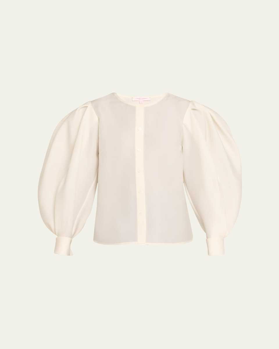 Puff Sleeve Button-Front Top