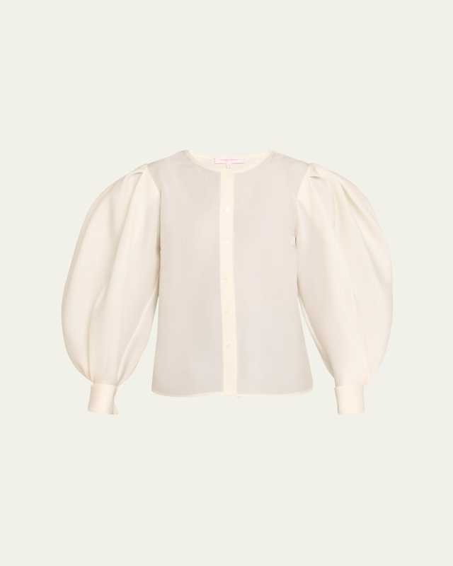 Puff Sleeve Button-Front Top
