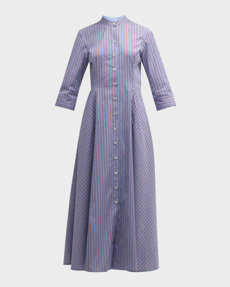 Carine Striped Cotton Midi Shirtdress