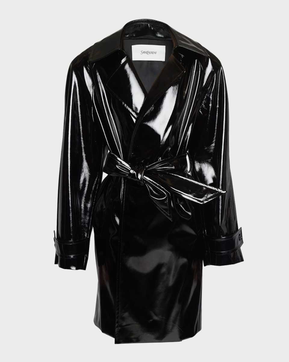 Vinyl Belted Trench Coat