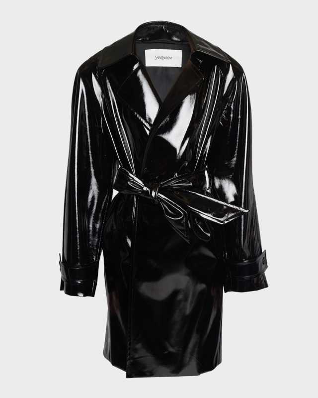 Vinyl Belted Trench Coat