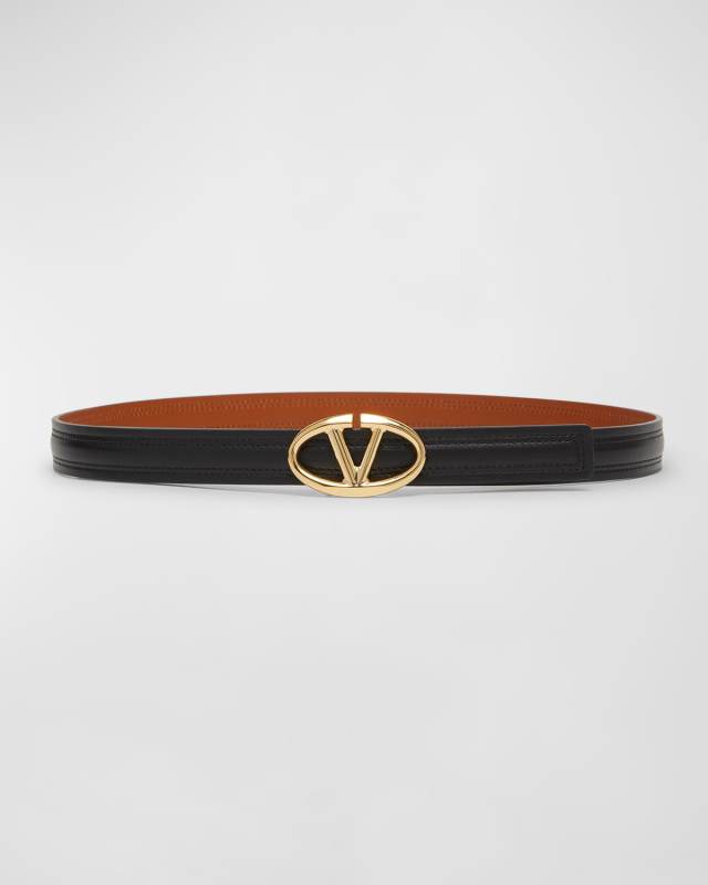 V-Logo Moon Leather Belt