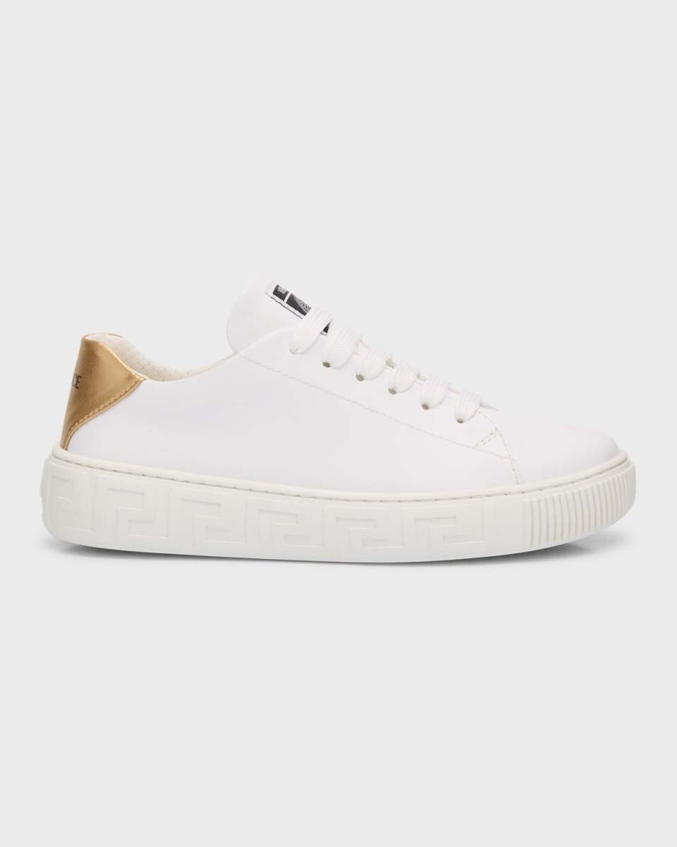 Kid's Bicolor Leather Low-Top Sneakers, Kids