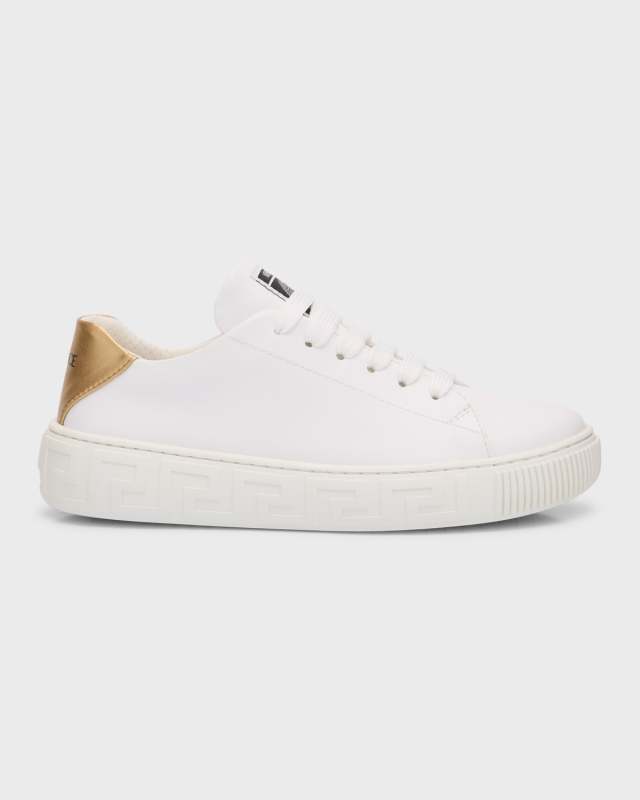Kid's Bicolor Leather Low-Top Sneakers, Kids