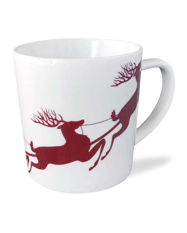 Sleigh Red Wide Mugs, Set of 4