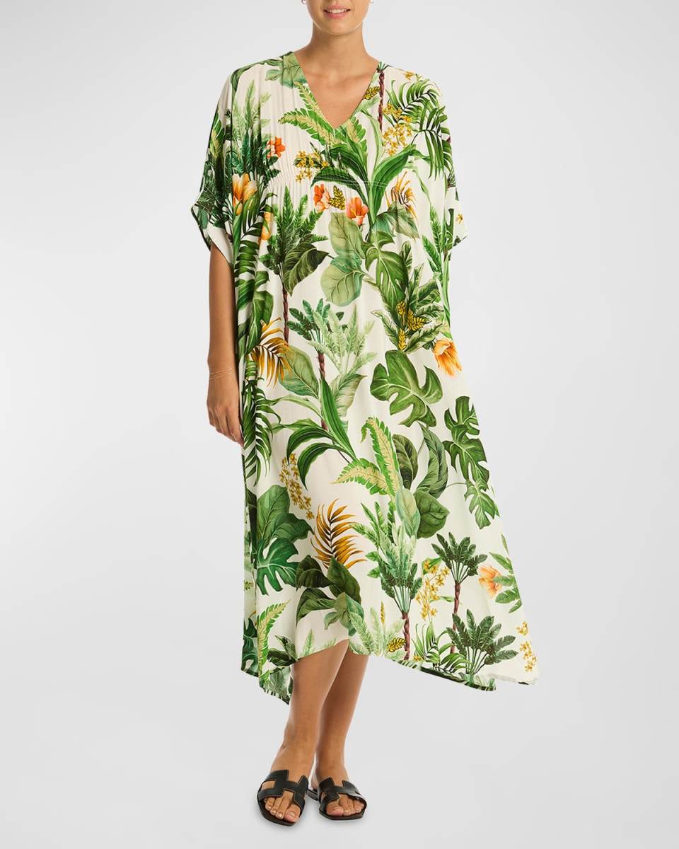 Lotus Split-Sleeve Kaftan Coverup