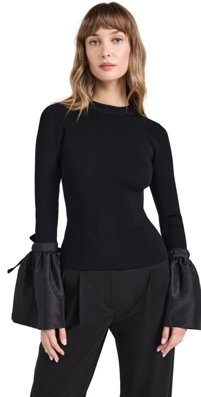 SIMKHAI Agata Long Sleeve Top Black